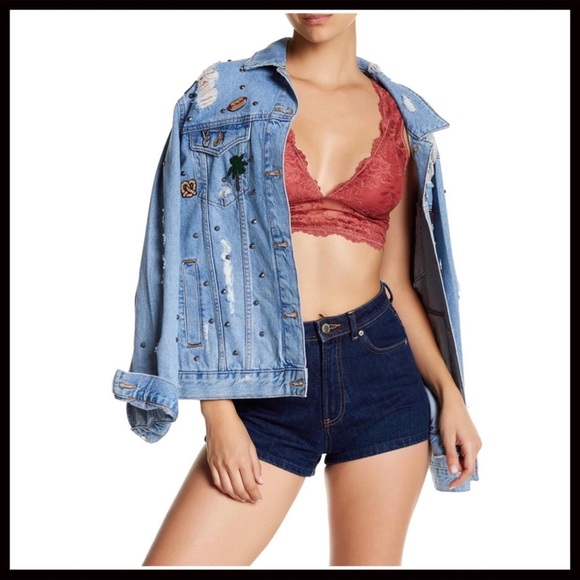 FREE PEOPLE BOHO PLUNGE BRA RED LACE BRALETTE A2C - Picture 3 of 8